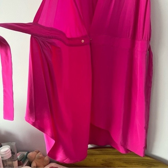 The Podolls Barbiecore Pink Silk Wrap Dress XS - Picture 4 of 11